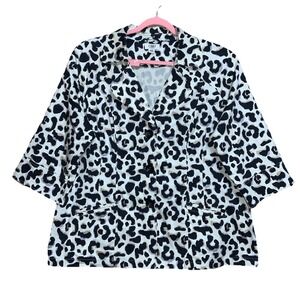 Cato Plus 22/24 Leopard Print 3/4 Sleeve Cotton Spandex Large Button Jacket